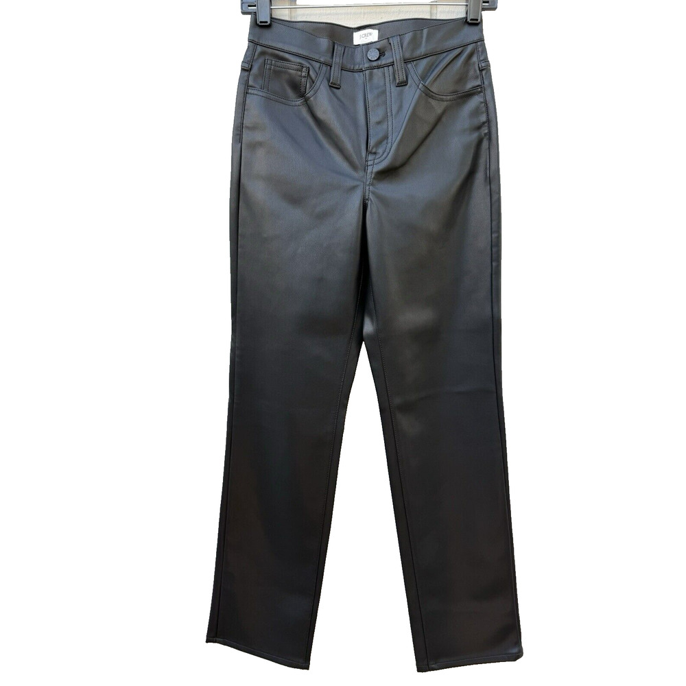NWT‎ J. CREW Women's Faux Leather Pants Size 25 High Rise Straight Leg Demi Boot